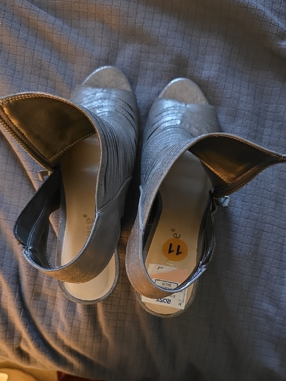 Dollhouse Silver Open-Toe Ankle Strap Heels
